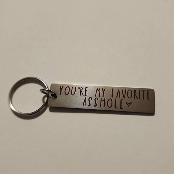 Silver Toned Metal Keychain with Phrase NWOT - Picture 1 of 2